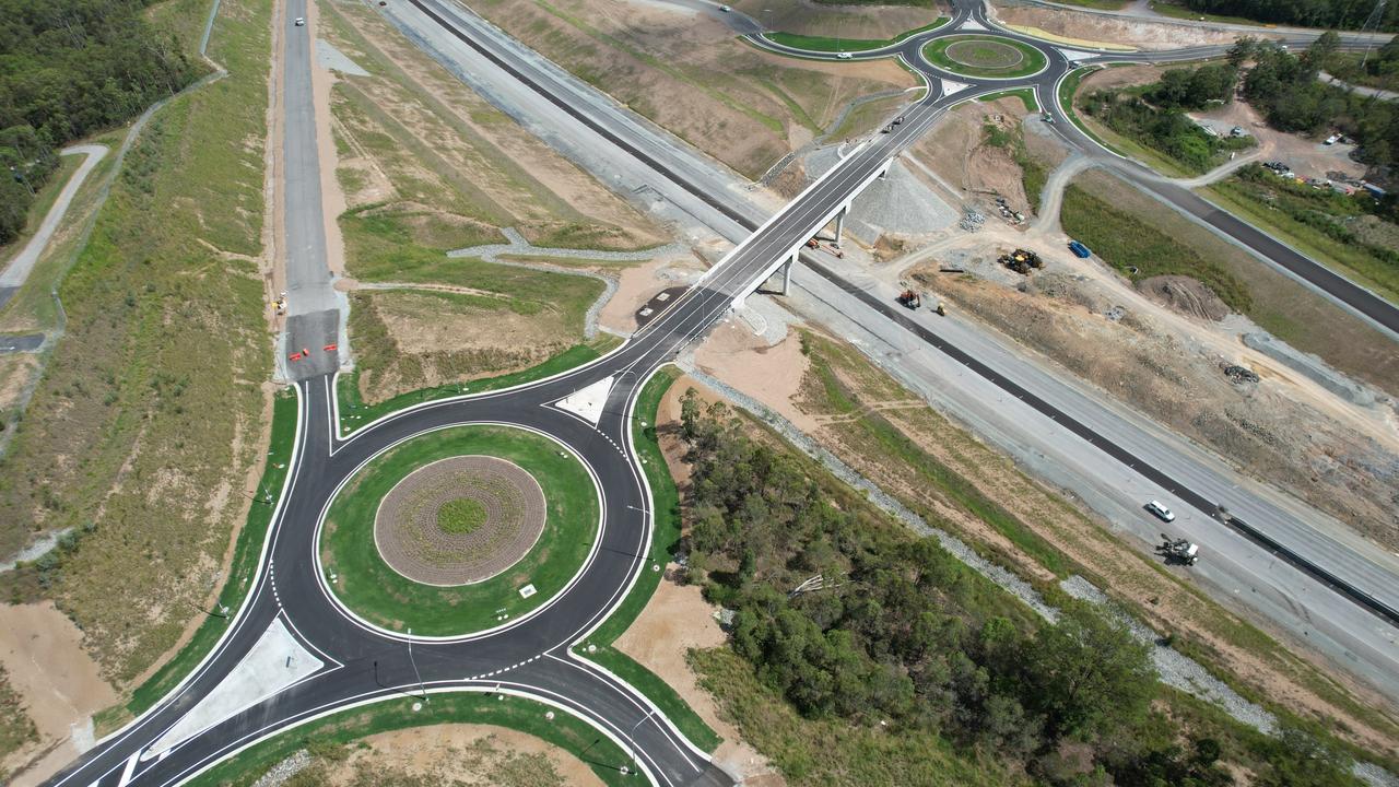 Flood Road interchange from eastern roundabout. Shared April 19, 2023. Picture: Transport and Main Roads