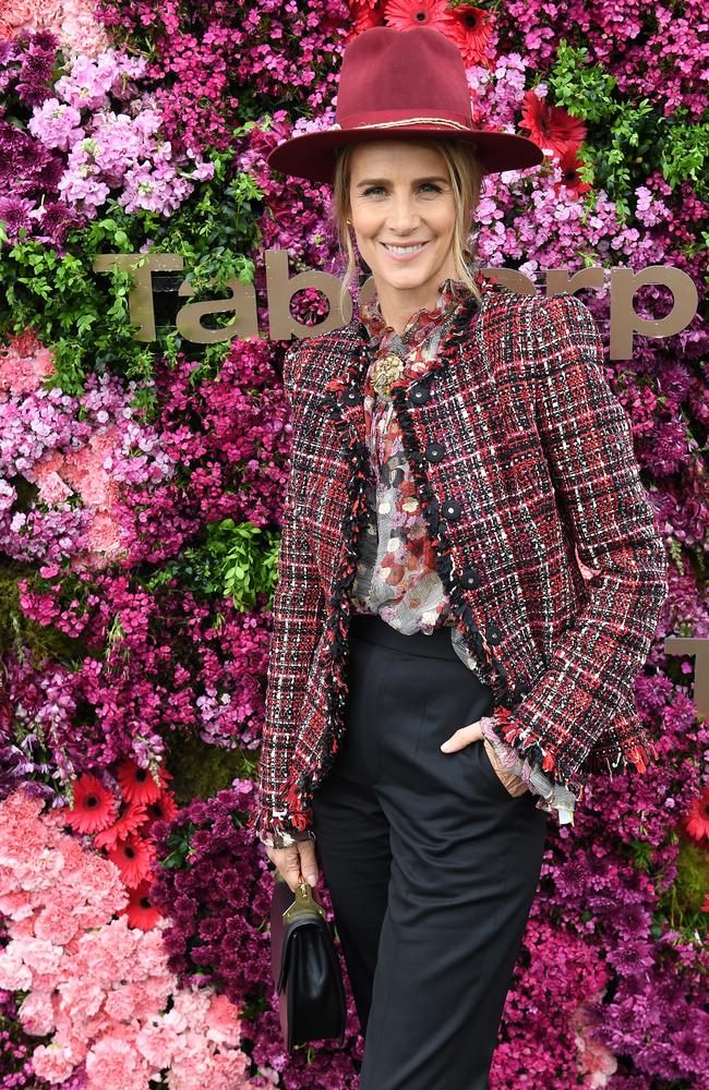 Rachel Griffiths outside Tabcorp marquee during Melbourne Cup Day. Picture: Julian Smith