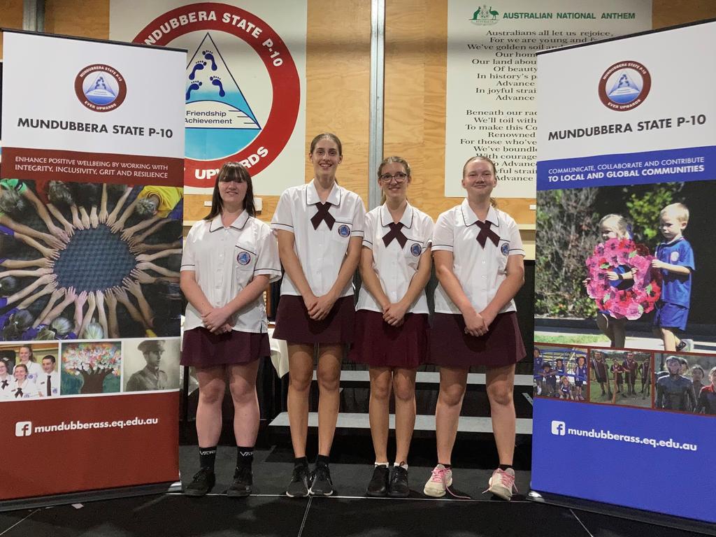 Mundubbera State School leaders Sharni-Lee, Holly, Tahlya and Tylee