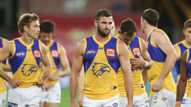 West Coast Eagles leave the field. Photo by Chris Hyde/Getty Images.