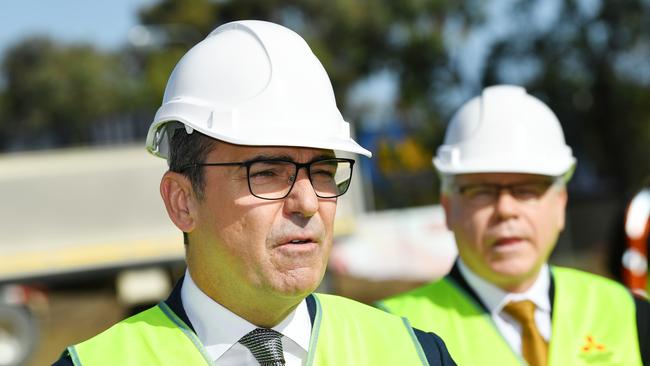 South Australian Premier Steven Marshall during a sod turning ceremony of the new Mitsubishi national headquarters in Adelaide. Picture: AAP Image/David Mariuz