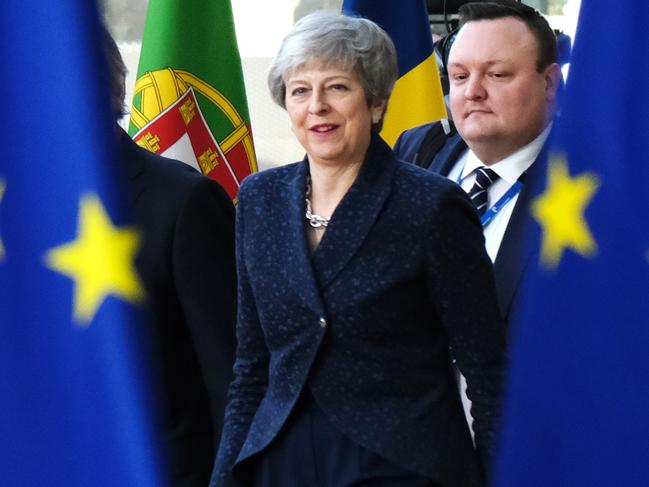 ***BESTPIX*** BRUSSELS, BELGIUM - MARCH 21: British Prime Minister Theresa May arrives for a two-day summit of European Union leaders on March 21, 2019 in Brussels, Belgium. Leaders will discuss British Prime Minister Theresa May's request for an extension of the deadline for the United Kingdom's departure from the EU, or Brexit. European Council President Donald Tusk said yesterday that he can see member states agreeing to a short extension beyond March 29, though he has coupled an extension to the British Parliament passing Theresa May's Brexit agreement first. (Photo by Sean Gallup/Getty Images)