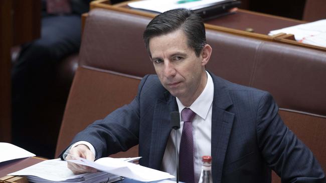 Senator Simon Birmingham said reports of threats to Aussie exporters “deeply troubling” Picture: NCA NewsWire / Gary Ramage