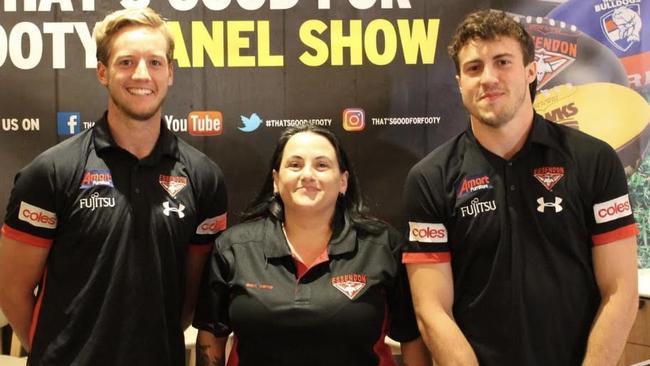 Tina Terlato with Essendon players.