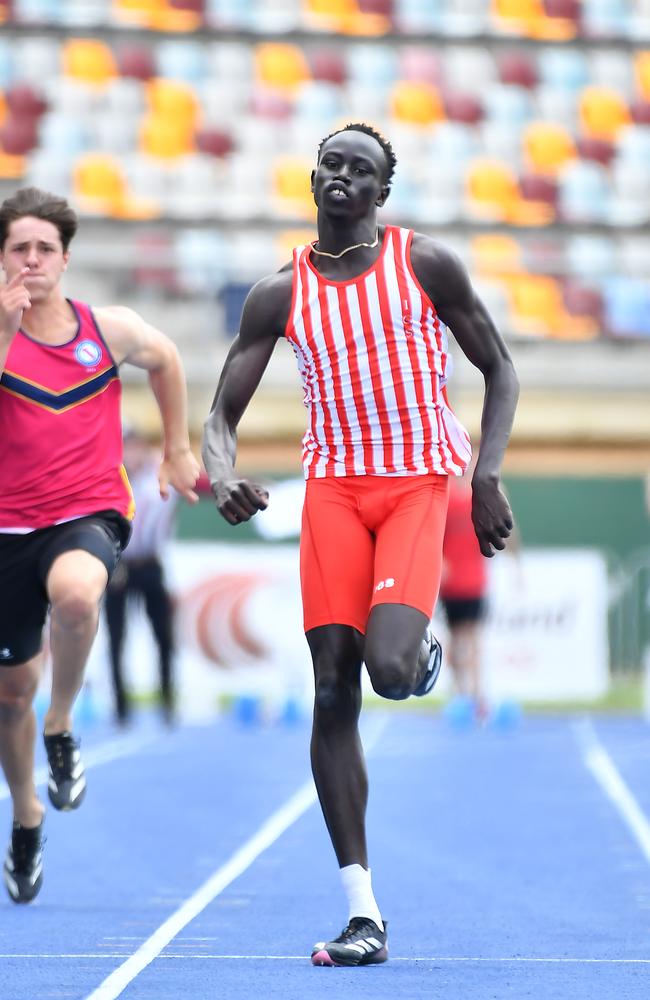 Ipswich Grammar School student Gout Gout at the Queensland All Schools track and field championships. Picture, John Gass