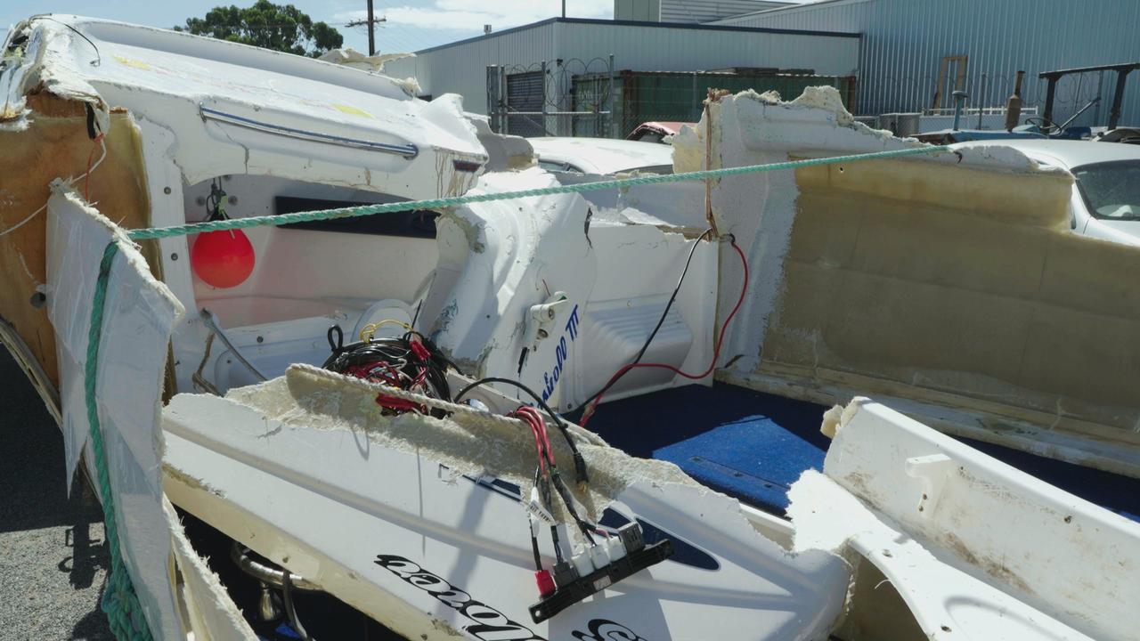 Pictures show the damage to the boat. Picture: MISSING LINK MEDIA