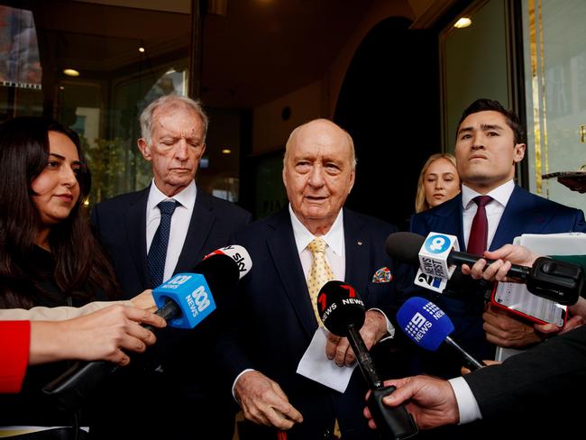 SYDNEY, AUSTRALIA - NewsWire Photos DECEMBER 18, 2024: Alan Jones leaves the Downing Centre on Wednesday. Controversial broadcaster and former Wallabies coach Alan Jones allegedly indecently assaulted, groped, or inappropriately touched a number of young men. Picture: NewsWire / Nikki Short