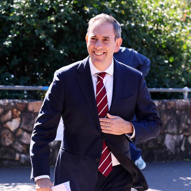 Finance Minister Jim Chalmers during a press conference in Brisbane. Picture: Tertius Pickard