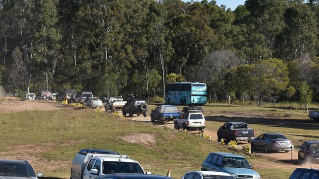 Cody Bergemann’s funeral ended with a steady stream of cars leaving the Glenwood property “sooting it up”, as Mrs Bergemann described it. Photo: Elizabeth Neil