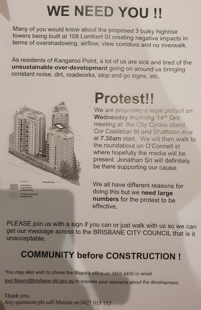 A flyer for the planned protest on Wednesday morning.