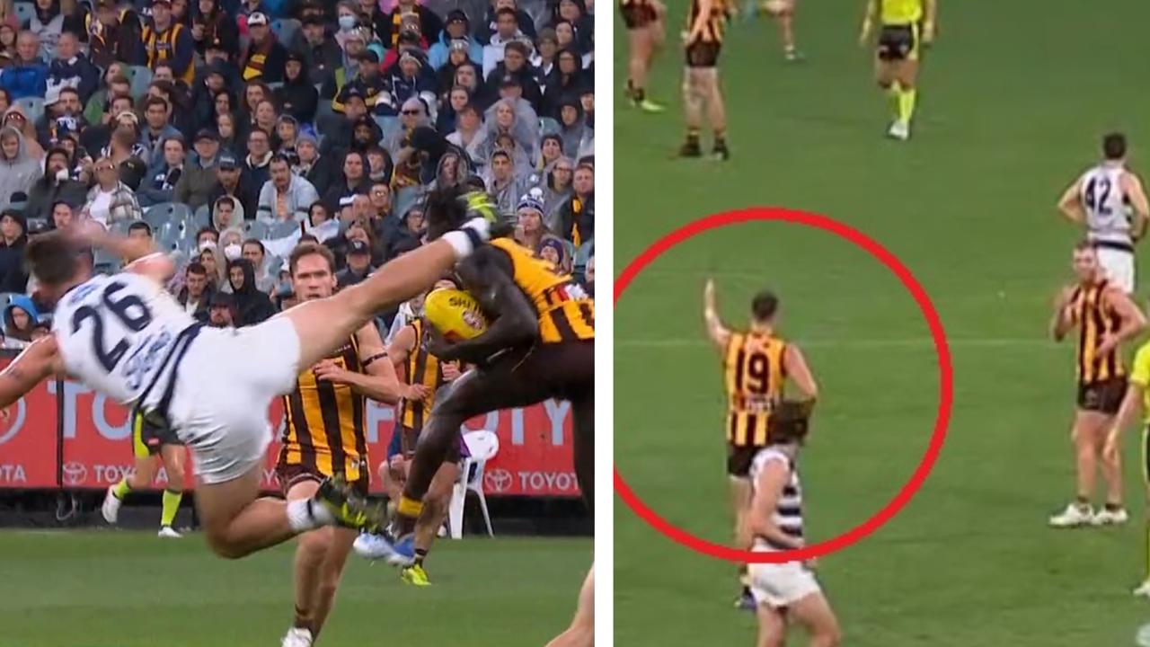 Controversy struck Monday's clash between Geelong and Hawthorn.