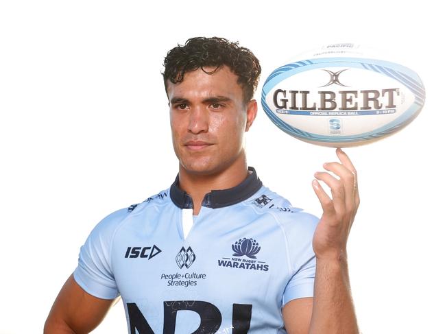 SYDNEY, AUSTRALIA - FEBRUARY 05:  Joseph-Aukuso Suaalii of the Waratahs poses during the 2025 Super Rugby Season Launch at Little Bay Beach on February 05, 2025 in Sydney, Australia. (Photo by Matt King/Getty Images)