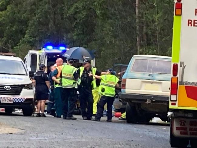 The driver of the Landcruiser was taken to hospital in a critical condition, while his passenger was pronounced deceased at the scene. Picture: Scott Kovacevic