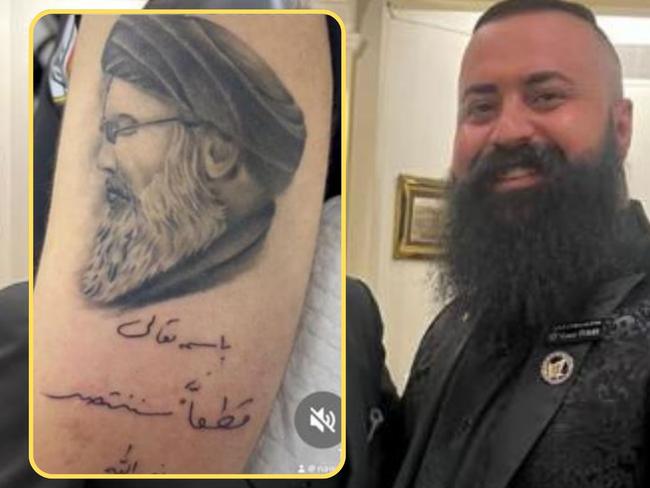 Tattoo of slain Hezbollah leader.