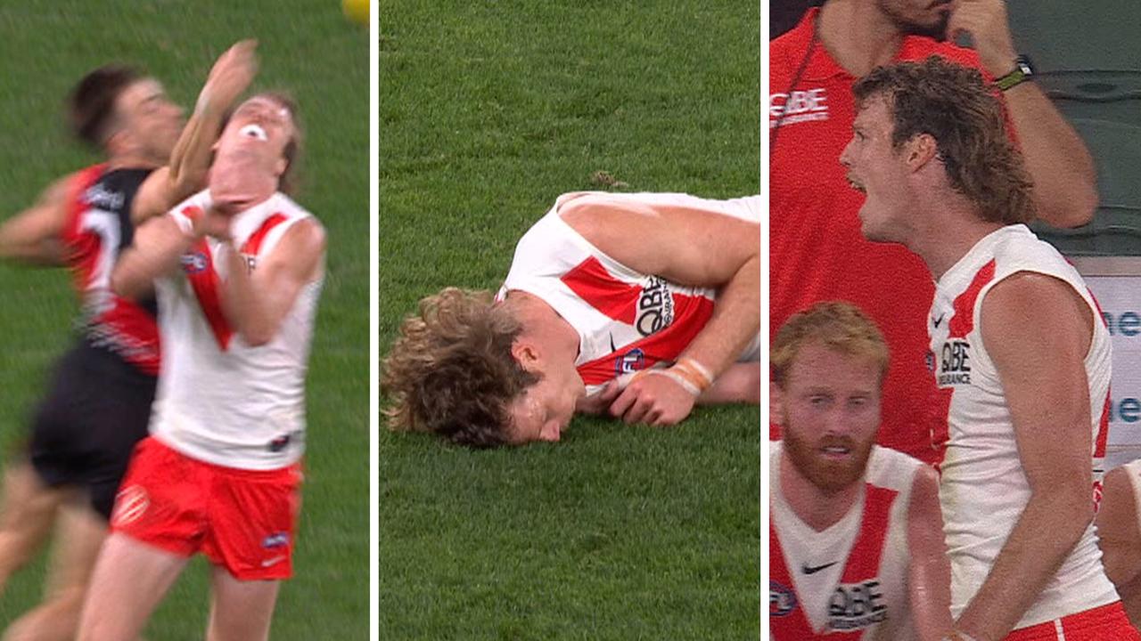 扎克·梅雷特（Zach Merrett）与尼克·布莱克（Nick Blakey）碰撞，他是否会被暂停，埃森登轰炸机（Essendon Bombers）vs悉尼天鹅，HIA评估，反应，最新新闻