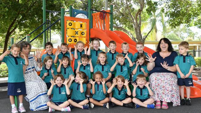 MY FIRST YEAR: Funny faces. Noosaville State school Preps. Picture: Patrick Woods.