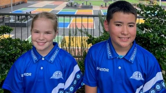 Wishart State School Captains, L-R Paige Surawski, Kyal Gibson, Picture: Contributed