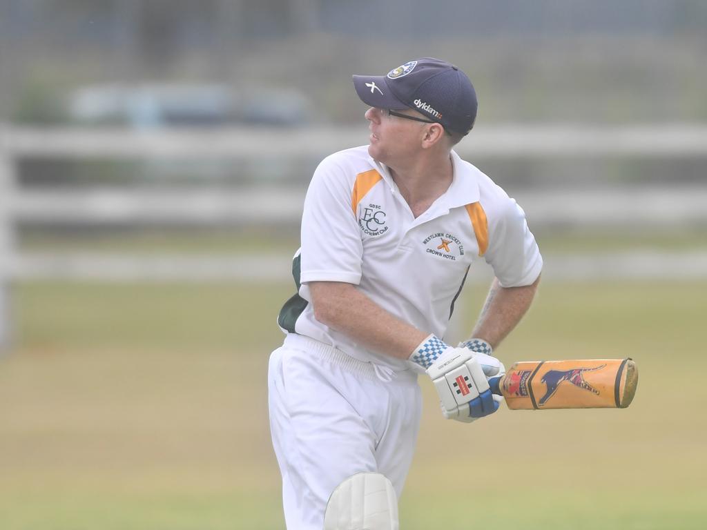 Chris Brophy watches a hook shot sky into the deep for Westlawn at Ulmarra Showground