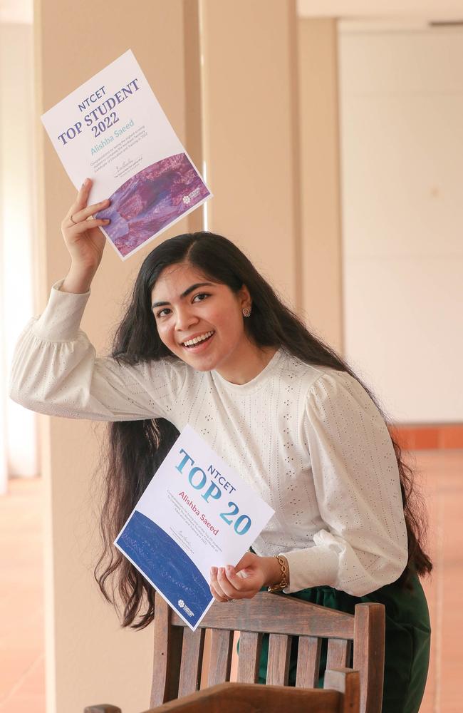 Alishba Saeed is the Territory’s top student. Picture: Glenn Campbell