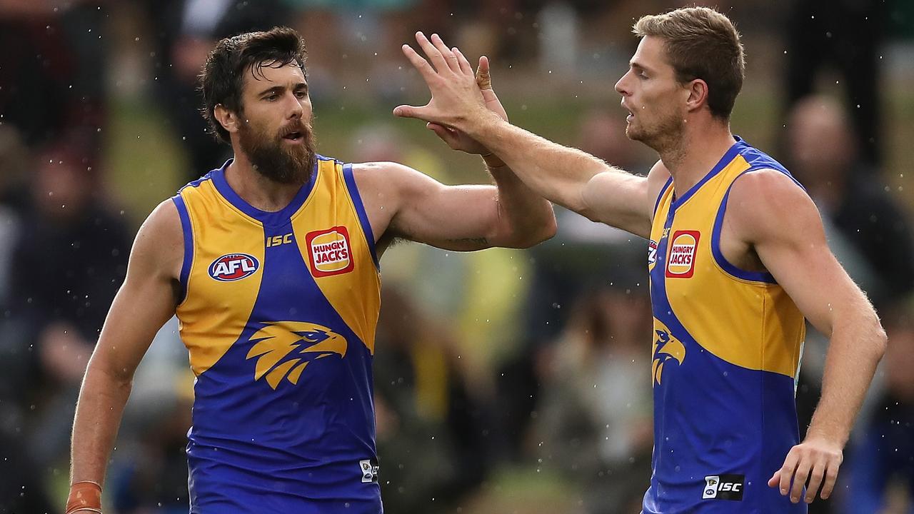 Josh Kennedy booted six goals in the Eagles’ loss. Picture: Getty Images