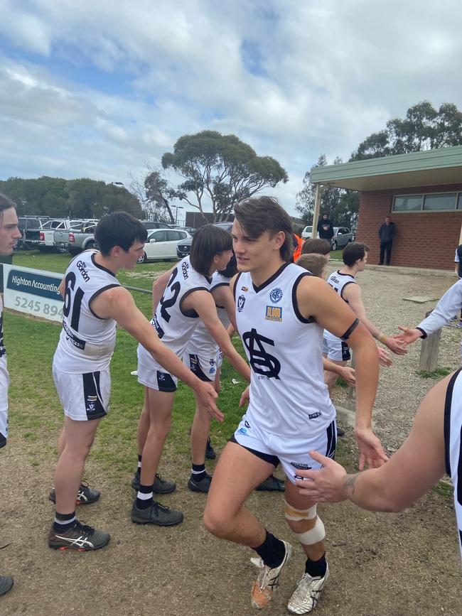 Joe Osborne runs onto the field for his debut GFL senior game. Picture: Supplied