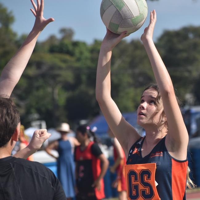 Action from Rockhampton Netball's annual Sullivan's Carnival at Jardine Park, Rockhampton, on May 24, 2025.