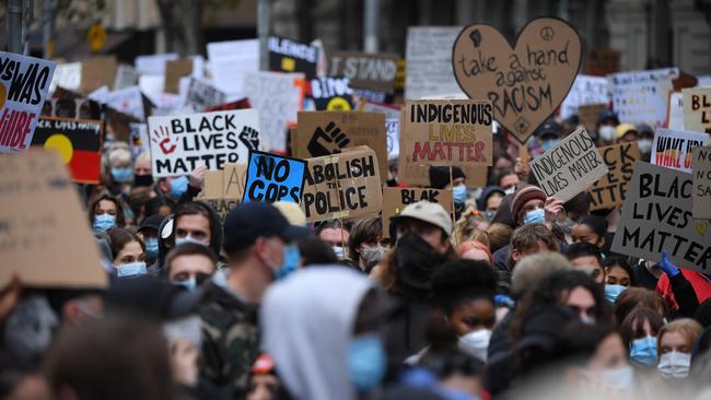 The Black Lives Matter protest in Melbourne in June. Picture: Getty Images