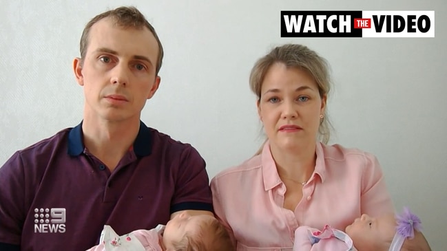 Aussie couple stranded in Ukraine with newborns (9 News)