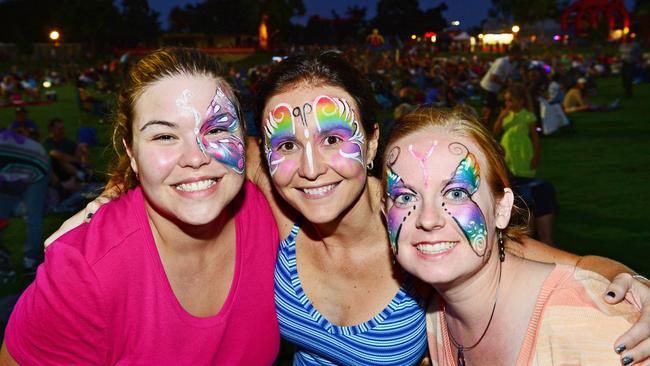 Catherine Hayward of Brassall, Nicole Francey of Karalee, and Lauren Kahler of Yamanto rang in 2013 at North Ipswich Reserve. Picture: David Nielsen