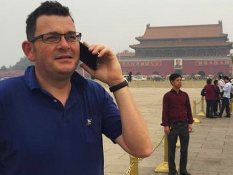 Australian MP Daniel Andrews in Tiananmen Square, China, this month. Andrews says he believes all Victorian ministers should visit China. Photograph: @danielAndrewsMP/Twitter