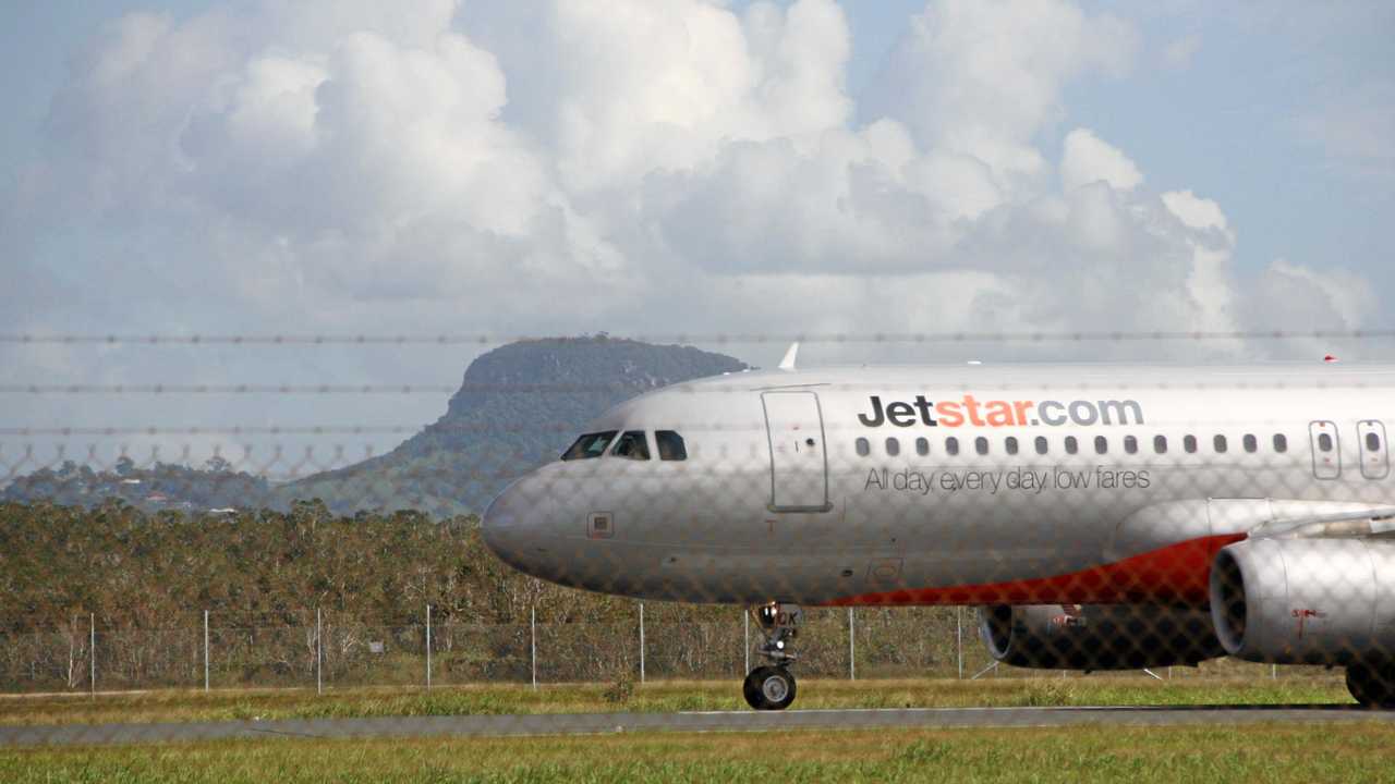 Jetstar flight about to take off at Sunshine Coast Airport. Picture: Erle Levey