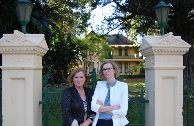 Parramatta Federal Labor MP Julie Owens with Parramatta state Labor candidate Liz Scully outside Willow Grove.