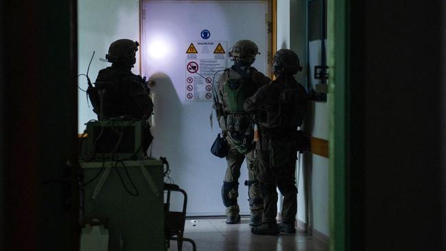 Israeli soldiers carrying out operations inside Al-Shifa hospital in Gaza City. Picture: AFP.