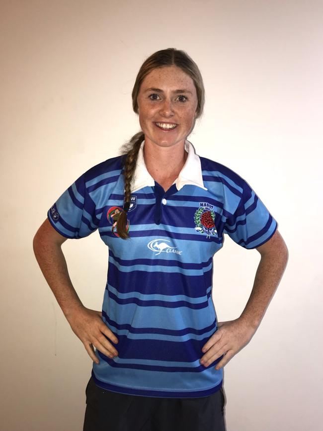 Jillaroo Maddie Studdon wearing her Mascot Juniors strip.