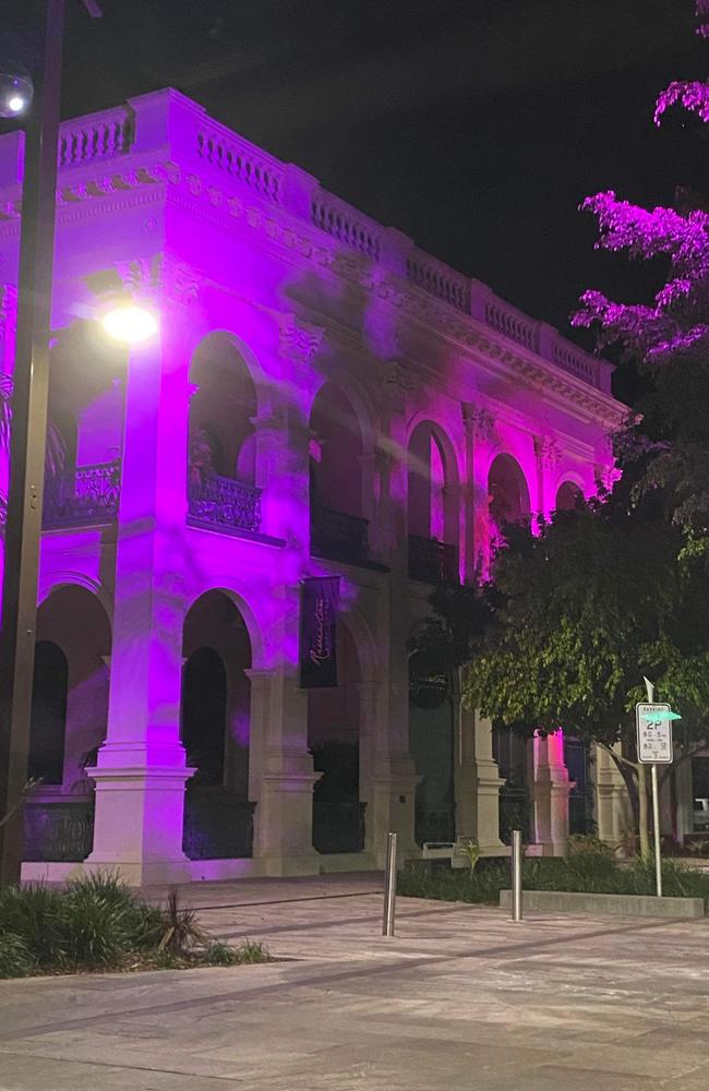 Rockhampton's Quay Street will shine pink until Thursday in honour of Tayla and Murphy.