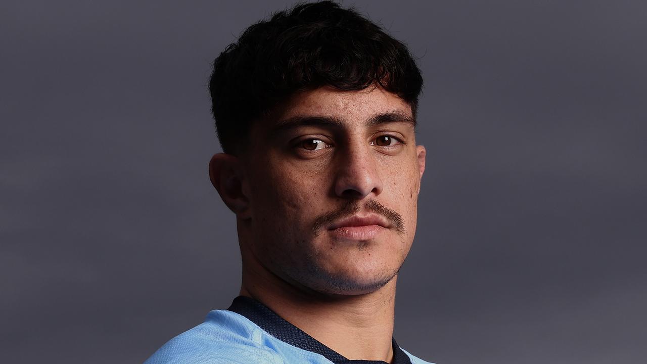 SYDNEY, AUSTRALIA - MAY 30: Kotoni Staggs poses during a New South Wales Blues State of Origin squad Media Opportunity at Crowne Plaza Coogee on May 30, 2022 in Sydney, Australia. (Photo by Mark Metcalfe/Getty Images)