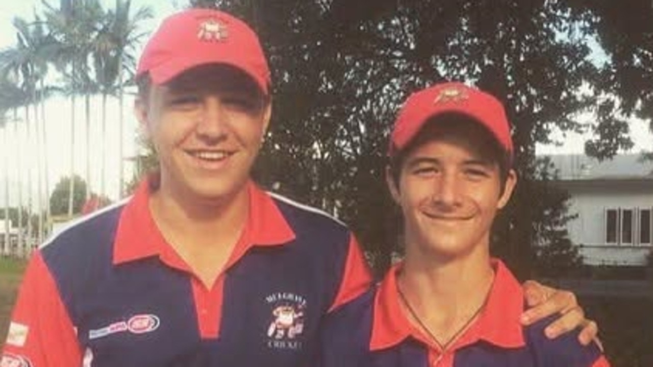 Thomas West (right), pictured with his brother Jack, was a valued member of the Mulgrave Combined Cricket Association. He is pictured here at his first A-Grade match for the club. Photo: Facebook