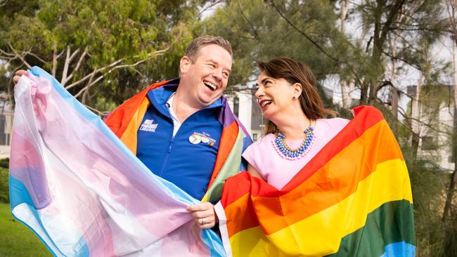 The Liberal Party’s pride branch push is led by former candidate Alan Howard-Jones and Upper House MP Michelle Lensink. Picture: Morgan Sette