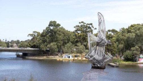 Artist impression of the sculpture when it was proposed for the River Torrens. Supplied