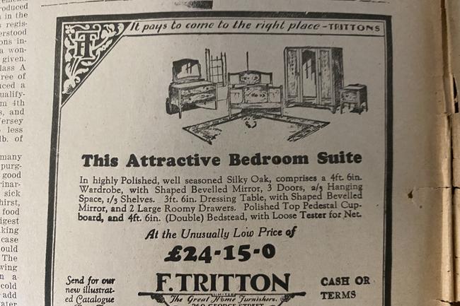 A bedroom set! Gold Coast Bulletin advertising, 1930,