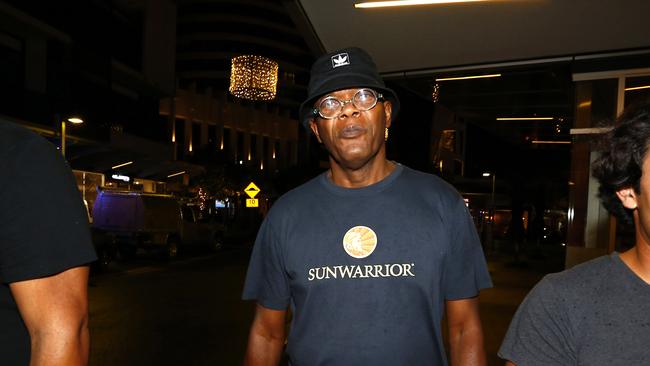 Samuel L Jackson at Broadbeach heading back to his hotel after dinner during his time on the Coast filming Kong: Skull Island.