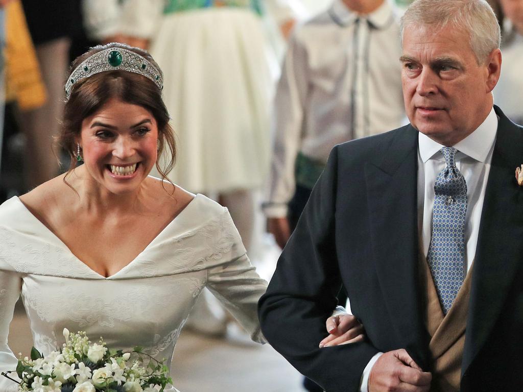 Eugenie and her father Prince Andrew at her 2018 royal wedding. Picture: Yui Mok / POOL / AFP