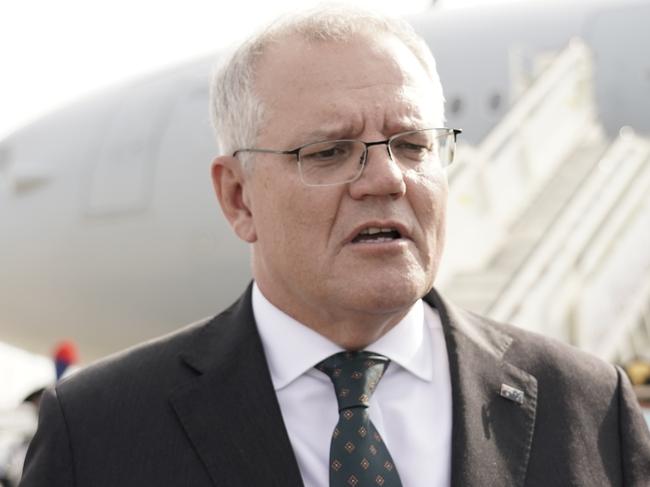 Australian Prime Minister Scott Morrison arrives in Rome for the G20 on Friday, October 29, 2021. Picture: Adam Taylor