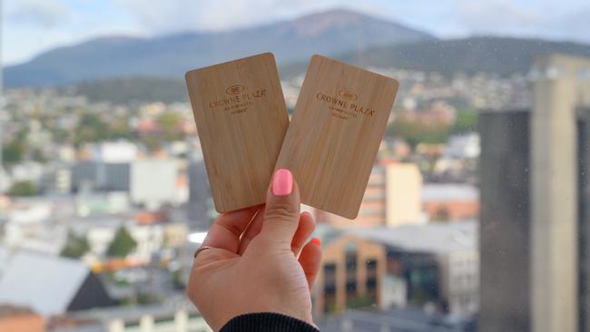 Bamboo keys are part of the green initiatives at Crowne Plaza in Hobart. Picture: Supplied