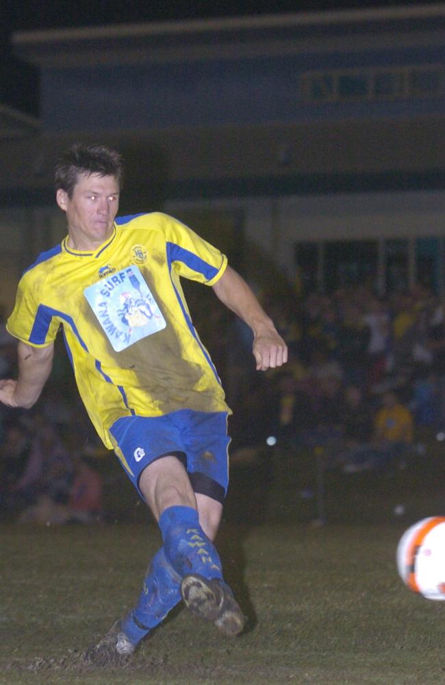 Kawana's Scott Rocker takes a shot in the penalty shootout in the 2006 grand final against Maroochydore.