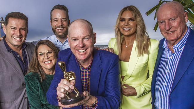 Announcement on the Gold Coast of the nominees for the 2022 TV WEEK Logie Awards for the most popular and outstanding shows, personalities, and actors on Australian television.Gold Logie nominees Karl Stefanovic, Julia Morris, Hamish Blake, Tom Gleeson, Sonia Kruger and Ray Meagher.Picture: NIGEL HALLETT