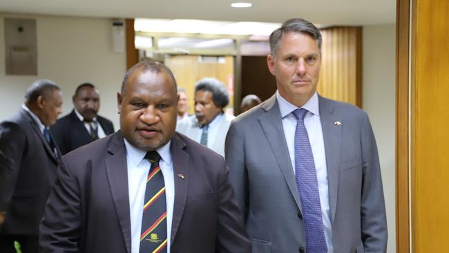 Prime Minister of Papua New Guinea James Marape and Deputy Prime Minister of Australia Richard Marles pictured together at a meeting in Port Moresby.