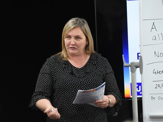 Future Northern Rivers Think Tank facilitator Jane Laverty presents the team's ideas at Southern Cross University Block A.