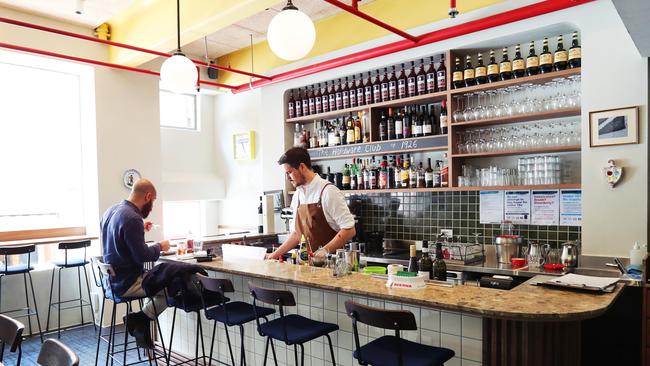 Select few: the front bar is perfect spot for a Spritz made as they do in Venice