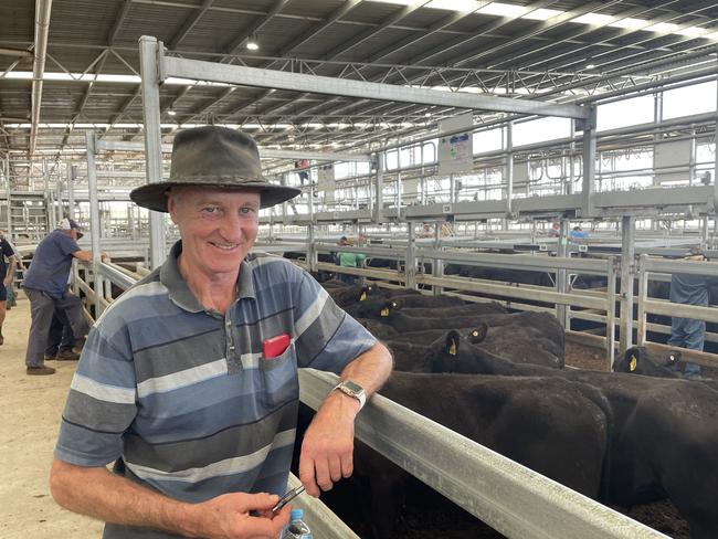 Farm manager Jim Leahy saw 59 of the Parklands Investment Management steers go under the hammer to top $1640 at the Ballarat grown and weaner steer sale. Picture: Petra Oates